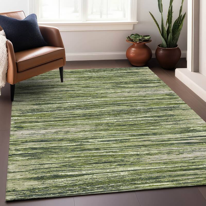 Premium Washable Super Soft Ombre Stripes Mayfield Rug - Olive - 3' x 5'