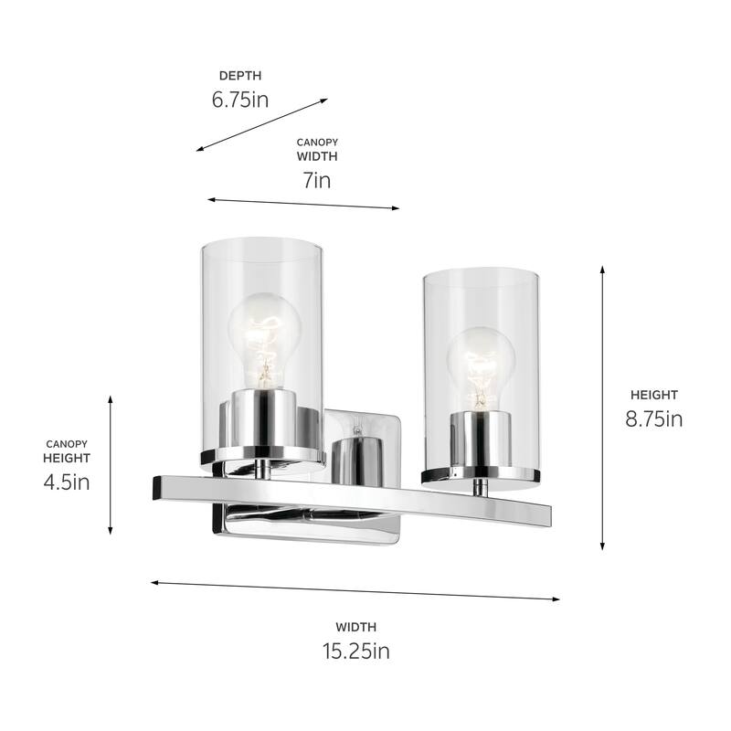 Kichler Lighting Crosby Bathroom Vanity Light with Clear Glass