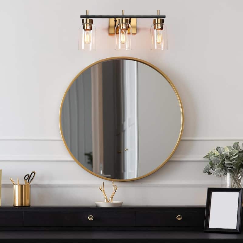Modern Black Gold 2/3-Light Bathroom Vanity Lights Linear Wall Sconces for Powder Room