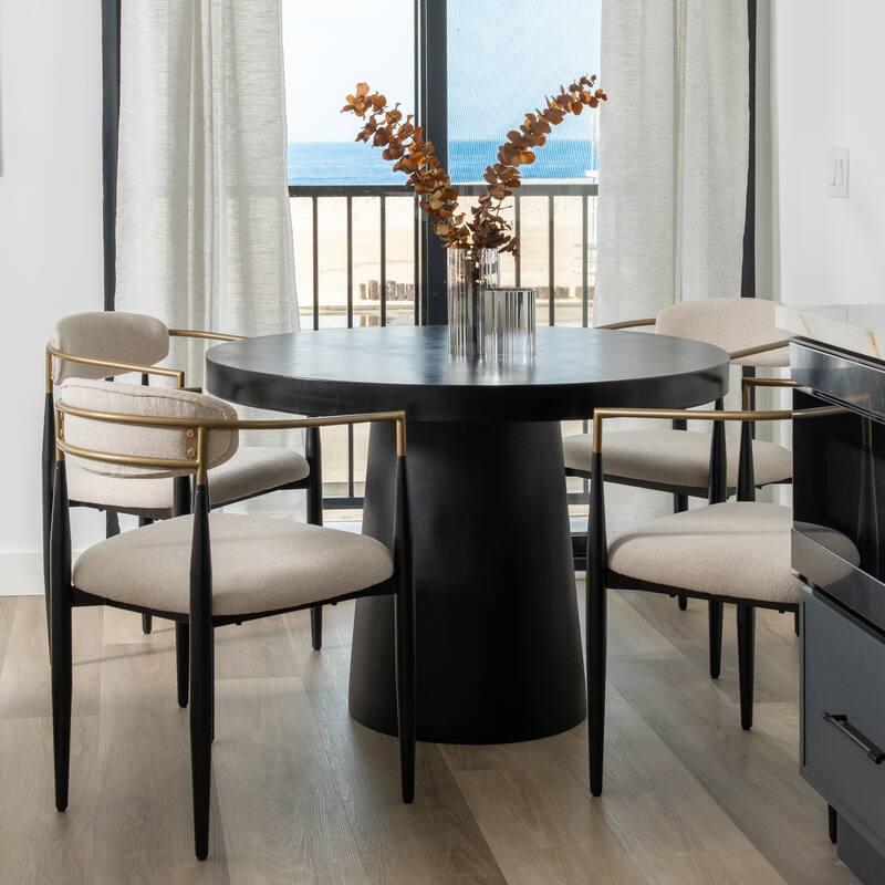 Modrest Desoto Modern Black Concrete Round Dining Table