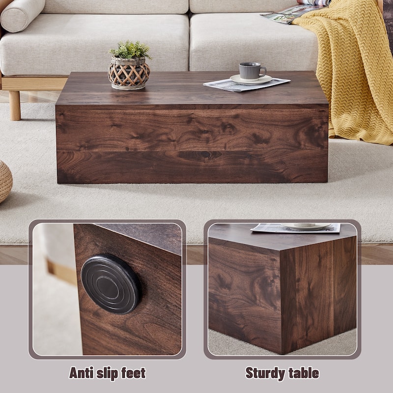 Roomfitters MDF Coffee Table with Walnut Grain Finish, 39.3"x23.6"x12" Rectangular Modern Accent Table for Home, Walnut