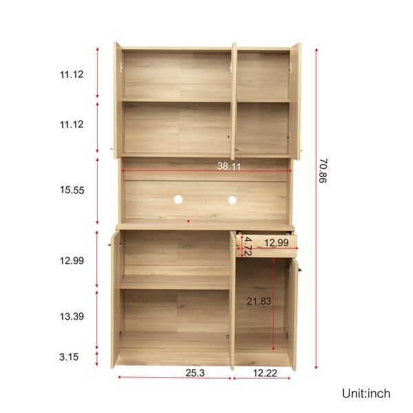 dimension image slide 1 of 8, 6-Doors Wardrobe Armoires / Kitchen Cabinet with Shelves & Drawer