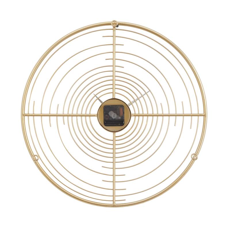 Metal Open Frame Swirl Decorative Wall Clock - Gold - Roche River Decor