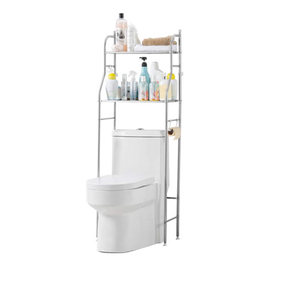 Over The Toilet Storage Shelf, Freestanding Bathroom Organizers and Storage Over Toilet with Paper Holder Towel Hooks