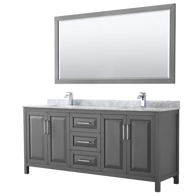Daria 80-inch Double Vanity, Marble Top, 70-inch Mirror
