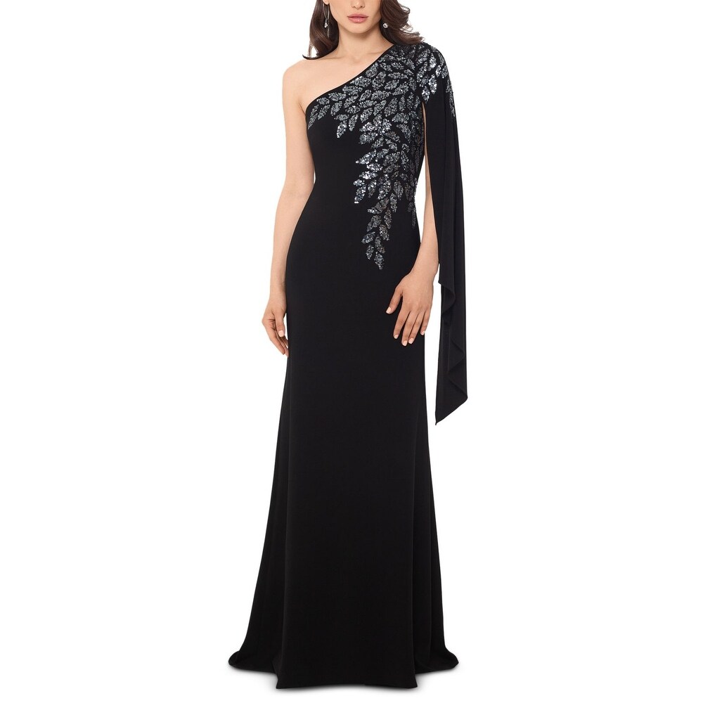 xscape embellished off the shoulder gown