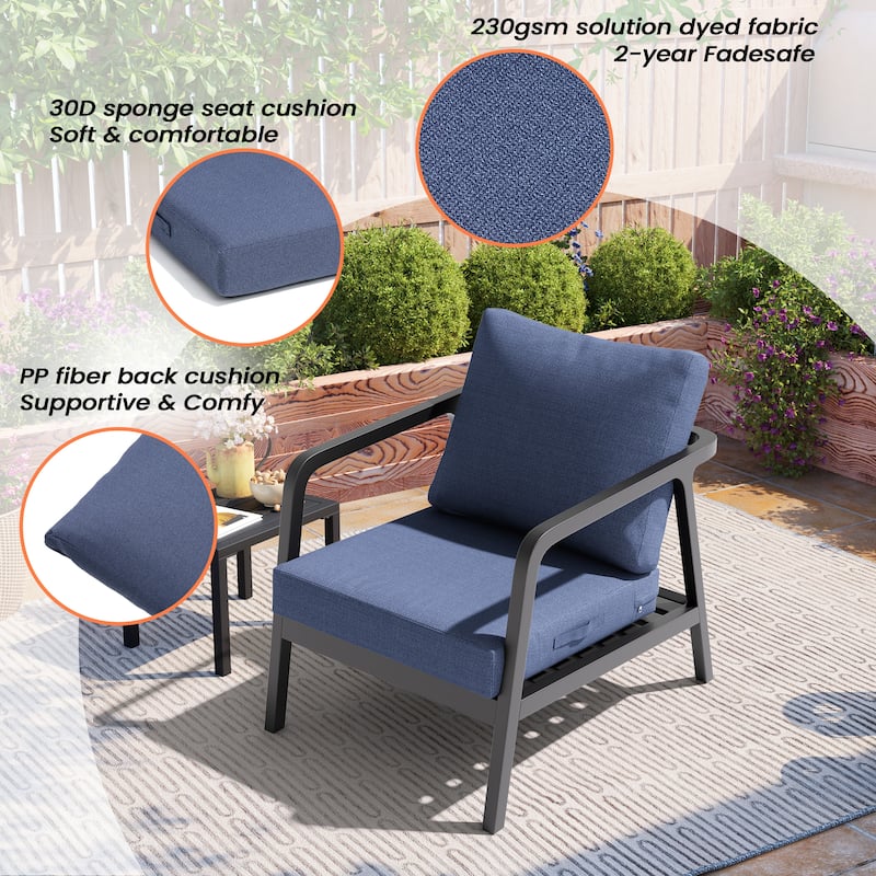 24''x24'' Outdoor Patio Seat Cushion Set with Removable Cover