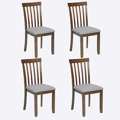 Set of 4 Wooden Dining Chairs with Padded Seats