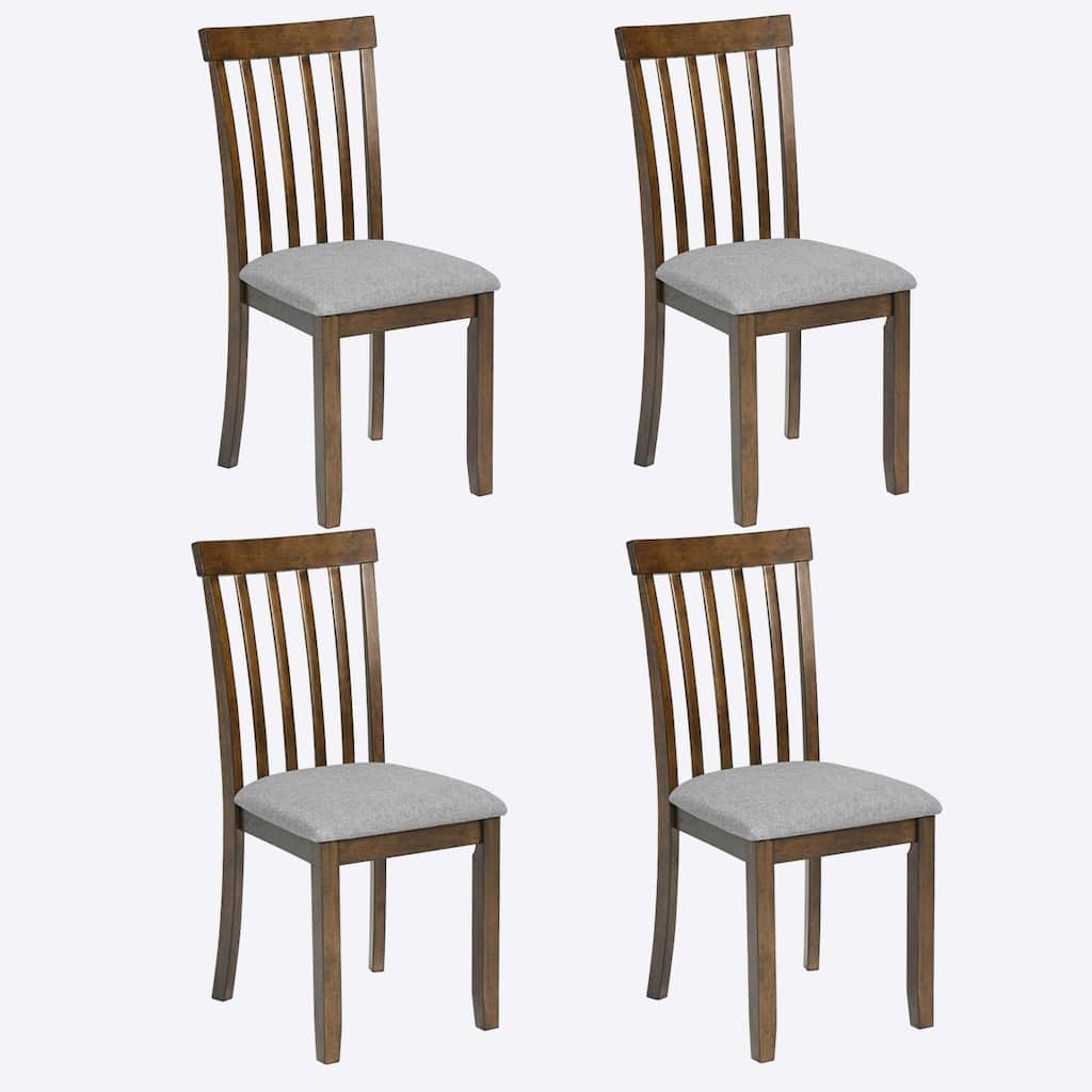 Set of 4 Wooden Dining Chairs with Padded Seats