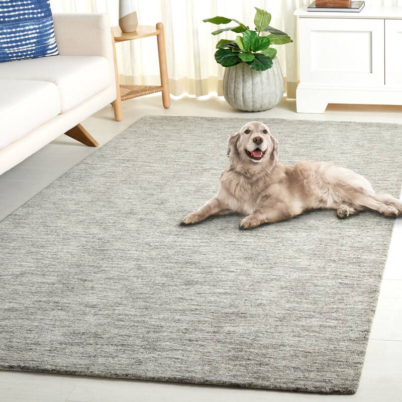 SAFAVIEH Handmade Himalaya Kalahari Solid Wool Rug - 6' Round - Grey