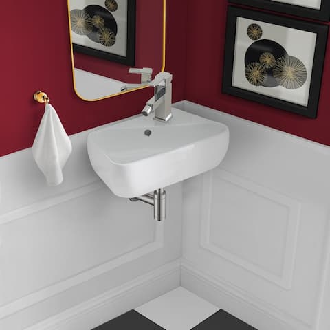Plaisir Ceramic Wall Hung Sink with Right Side Faucet Mount