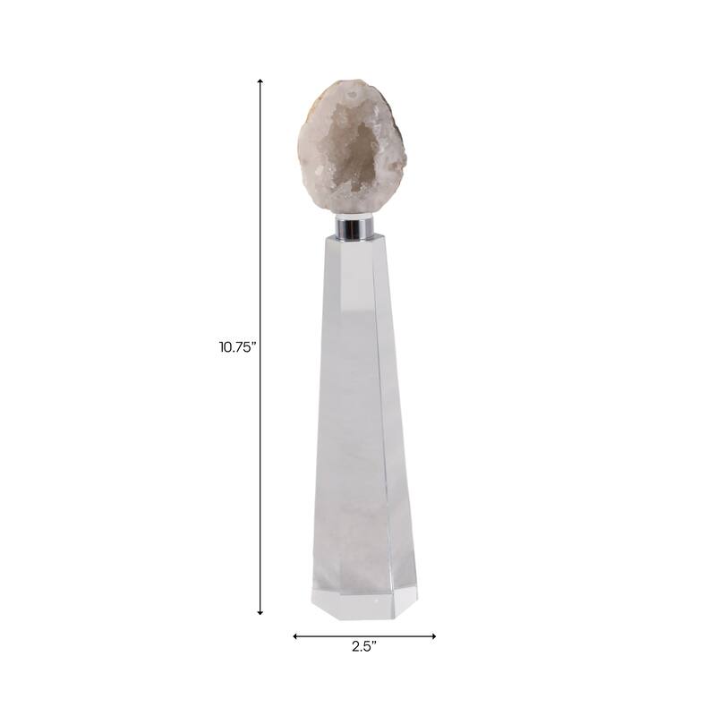Crystal Stone Decorative Object Modern Geometric Glass Base Home Decor