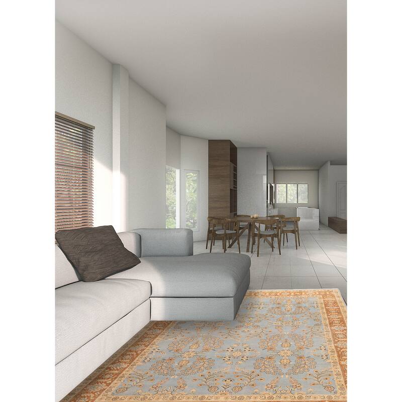 ECARPETGALLERY Hand-knotted Jamshidpour Light Blue Wool Rug - 9'0 x 11'7