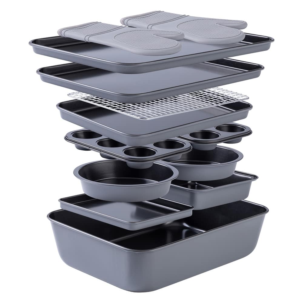 Country Kitchen Nonstick Stackable Bakeware Set - Durable, Easy Release Baking Set, Cream, 13 Pcs