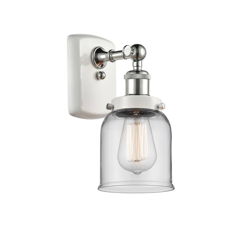 Innovations Lighting 916-1W-12-5 Bell Sconce Bell 12" Tall Wall Sconce - White and Polished Chrome / Clear