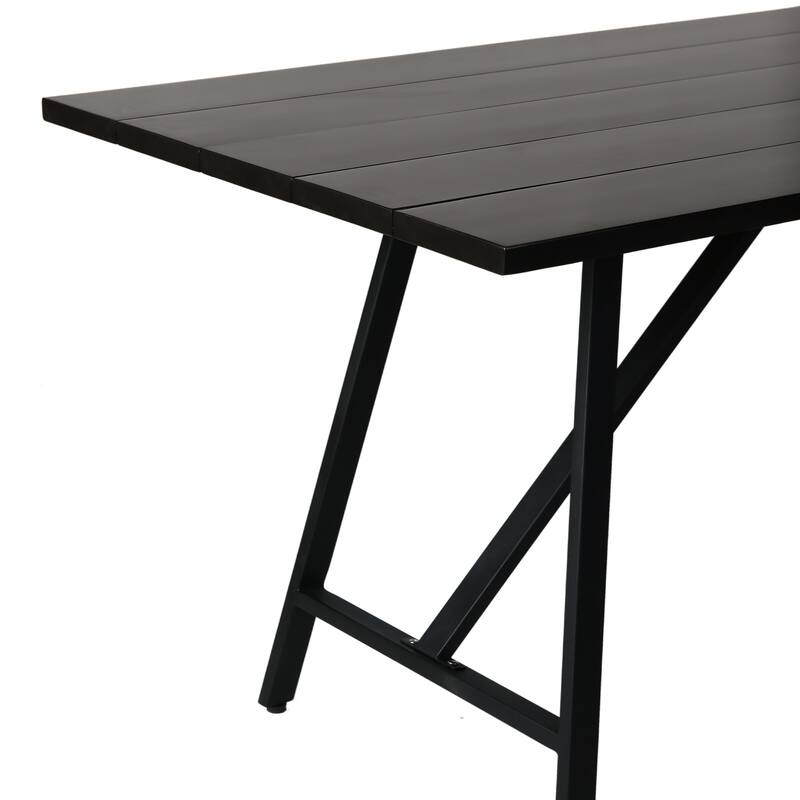 Koala Modern Rectangle Eucalyptus Wood and Metal Outdoor Dining Table