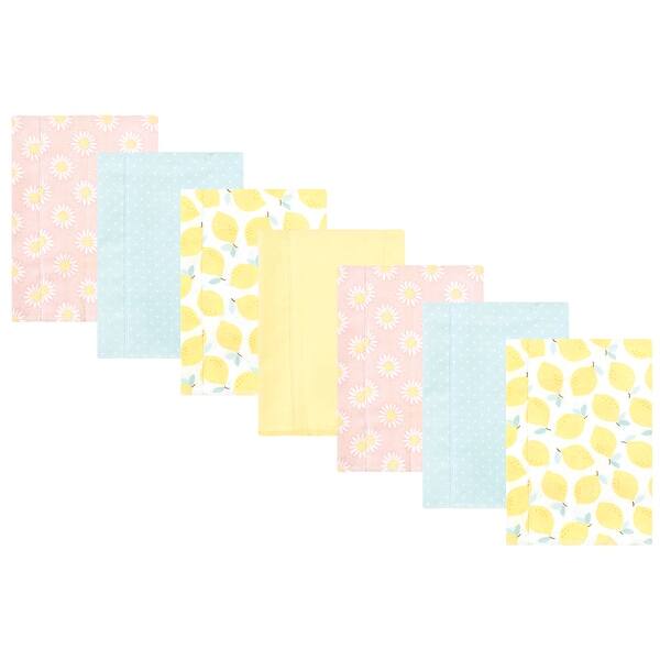 slide 1 of 1, Hudson Baby Infant Girl Cotton Flannel Burp Cloths, Lemon Daisy 7 Pack, One Size - Lemon Daisy 7 Pack - One Size One Size - Lemon Daisy 7 Pack