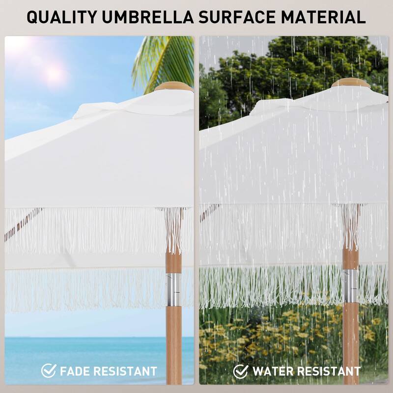 Autlaycil 7.5 ft Outdoor Umbrella Patio with Fringe.
