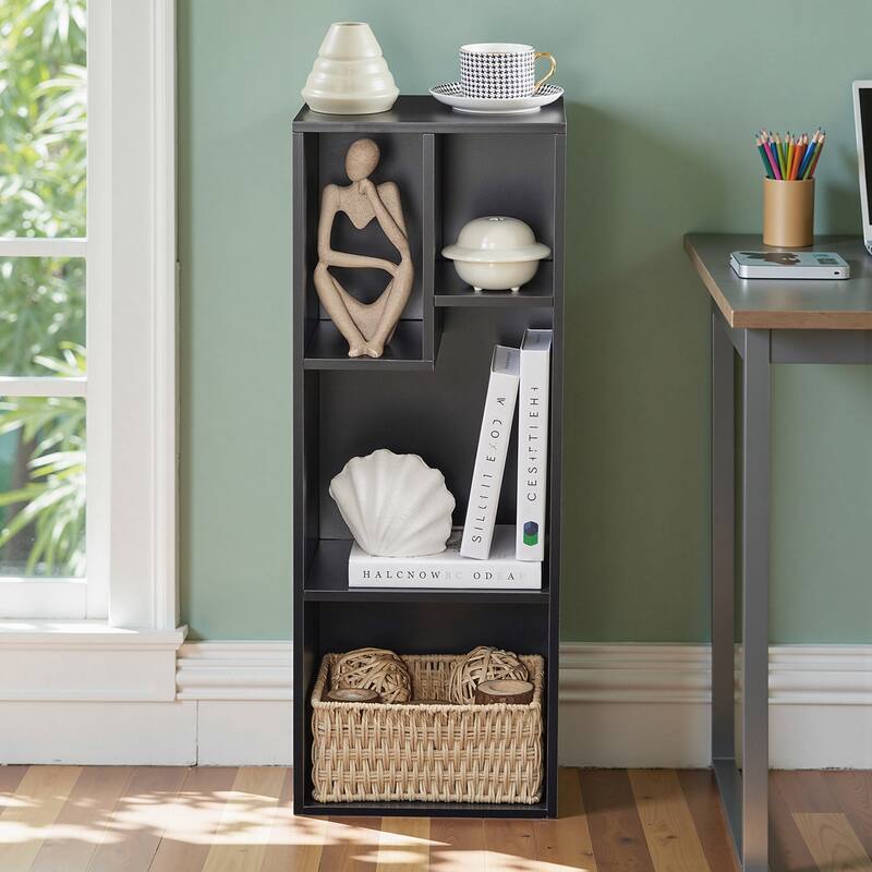 Javlergo Set of 2 Modern 4-Tier Bookshelves Asymmetric Storage Shelf Horizontal or Vertical Bookcase for Living Room Bedroom