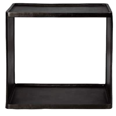 20" Black Antique Rectangular Open Center Side Table