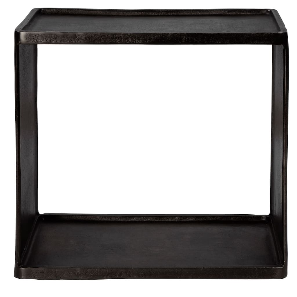 20" Black Antique Rectangular Open Center Side Table