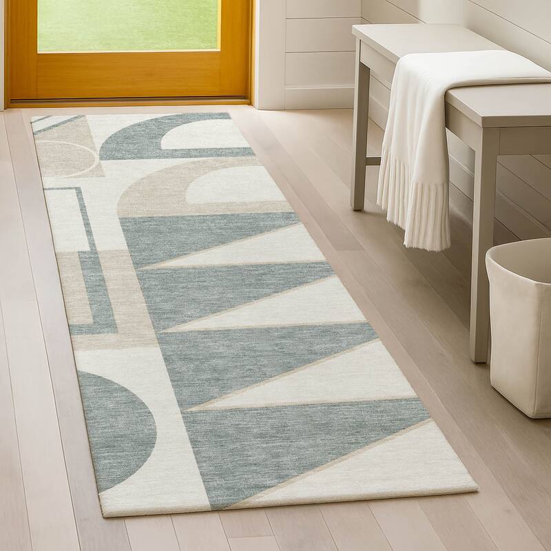 Machine Washable Indoor/ Outdoor Modern Crowley Chantille Rug