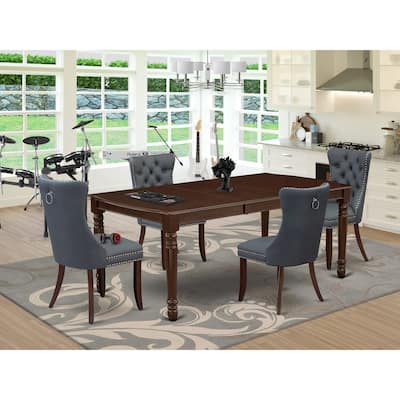 East West Furniture Dinette Set Includes a Rectangle Dining Table and Upholstered Chairs, Mahogany (Pieces Options)
