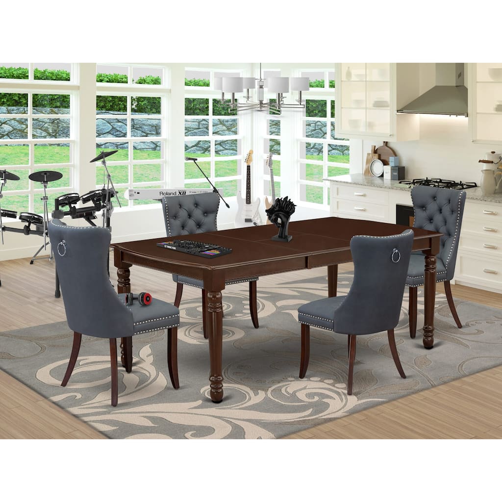 East West Furniture Dinette Set Includes a Rectangle Dining Table and Upholstered Chairs, Mahogany (Pieces Options)