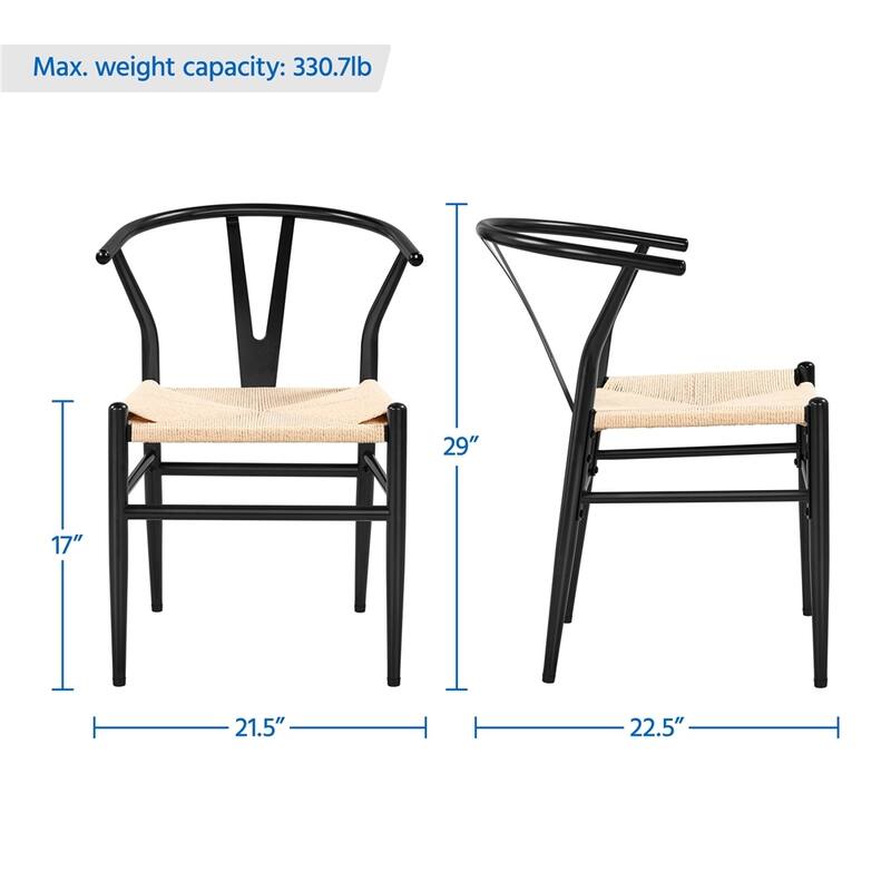 Yaheetech Modern Weave Y-Shaped Dining Chair with Solid Metal Frame