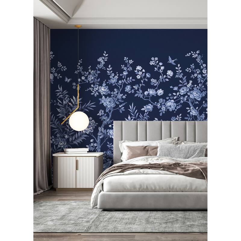 REMIX Walls by Katie Hunt Twilight Chinoiserie Midnight Blue Wall Mural