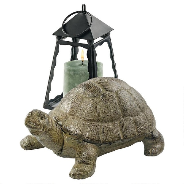 10" Turtle Laid Back Outdoor Iron Statue - N/A