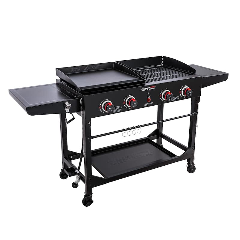 Royal Gourmet 4-Burner Gas Grill and Griddle Combo with Folding Legs