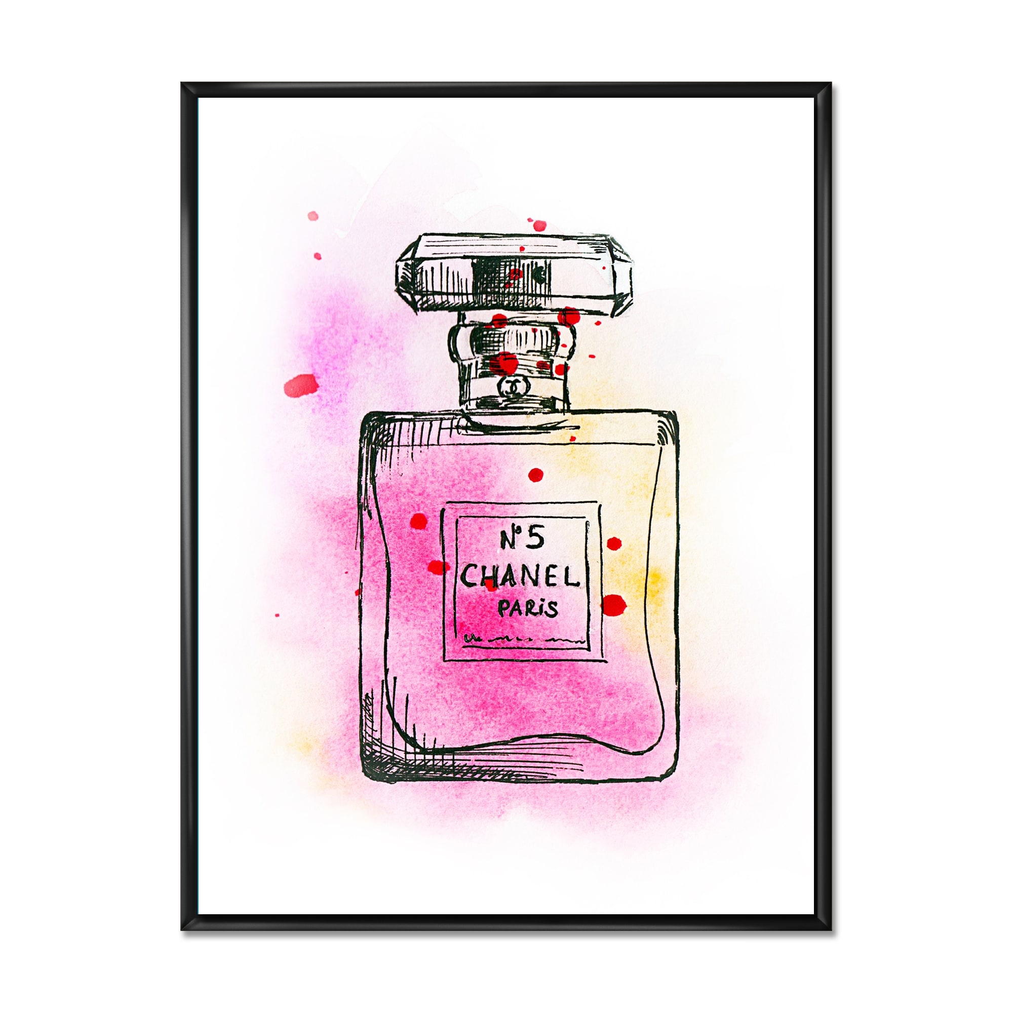 Perfume No. Five Chanel I 30 in x 40 in Framed Painting Canvas Art