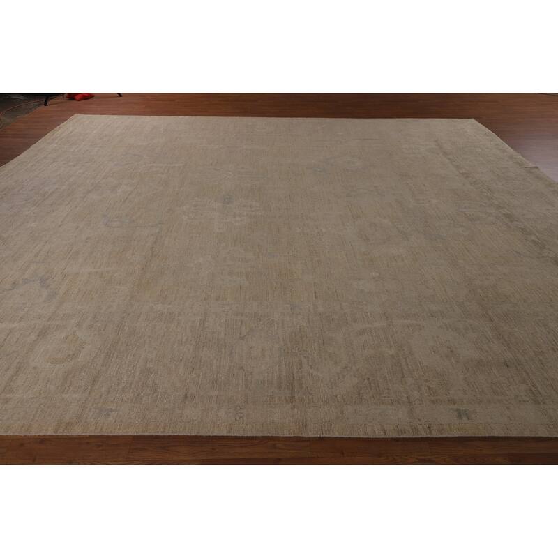 Vegetable Dye Oushak Oriental Large Rug Handmade Floral Wool Carpet - 11'10"x 14'1"