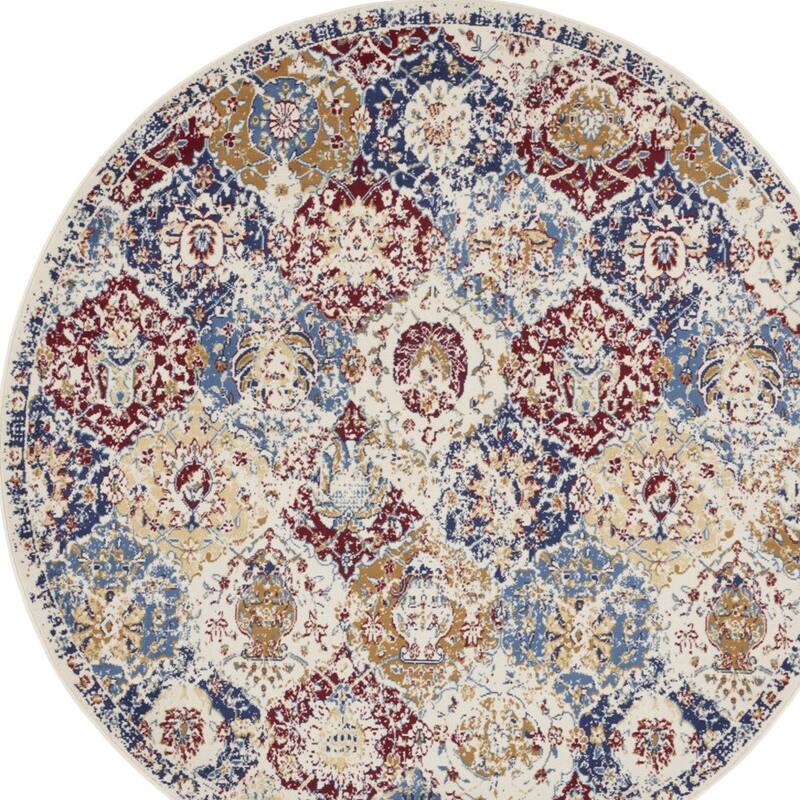 Lizo Power Loomed Distressed Geometric Non Skid Stain Resistant Area Rug By HomeRoots - 63' X '63' X '0.5