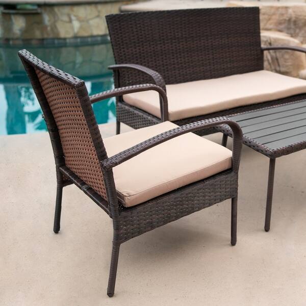 Belleze 4 Pc Outdoor Patio Furniture Wicker Set Seat Belleze 4 Pc Outdoor Patio Furniture Wicker Set Seat