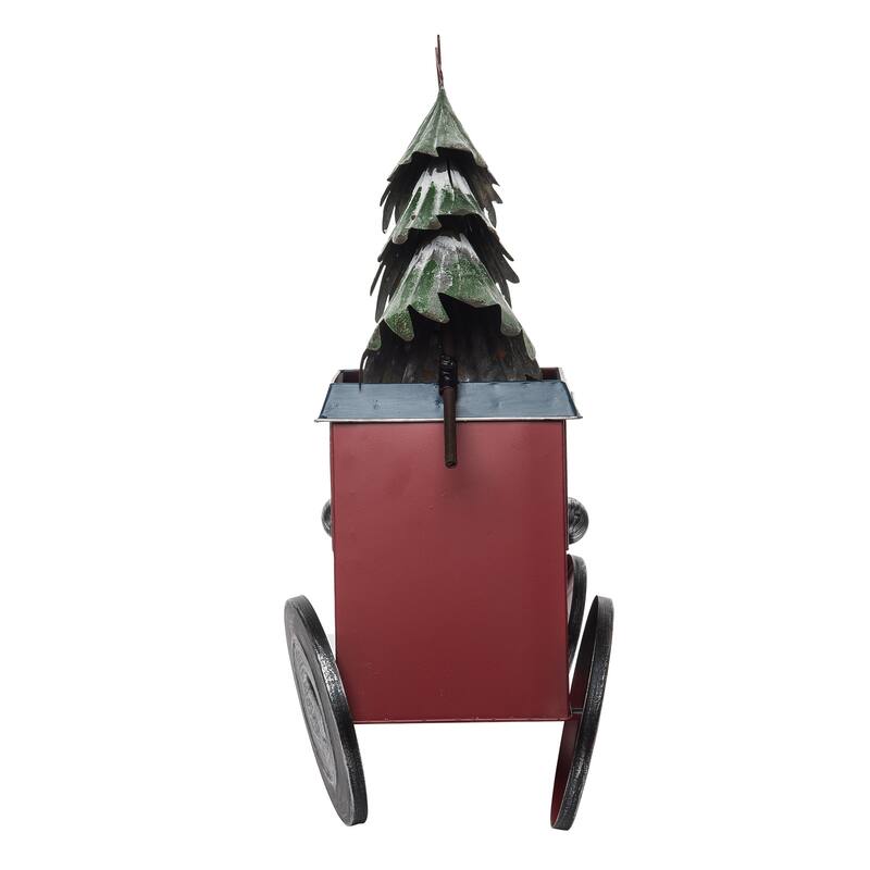 Transpac Metal 19 in. Multicolor Christmas Tractor with Tree Atop