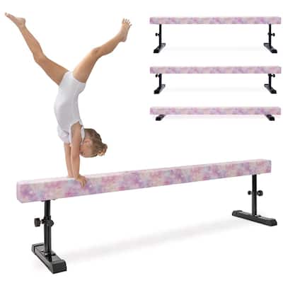 Milliard Patented Adjustable Balance Beam, High and Low (7'7") Floor Beam Suede Gymnastics Competition Style Training with Legs