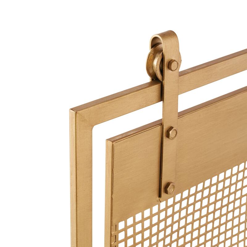 Metal Geometric Suspended Grid Style Single Panel Fireplace Screen with Bolted Detailing - Copper or Black - Roche River Decor