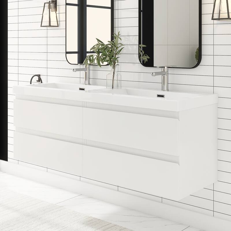 Floating Bathroom Vanity with two Resin Top