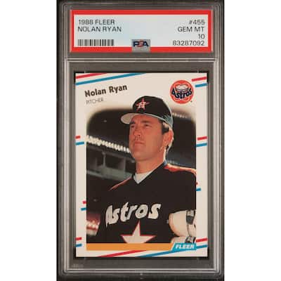 Nolan Ryan 1988 Fleer Baseball Card #455 Graded PSA 10 - 8'6" x 11'6"