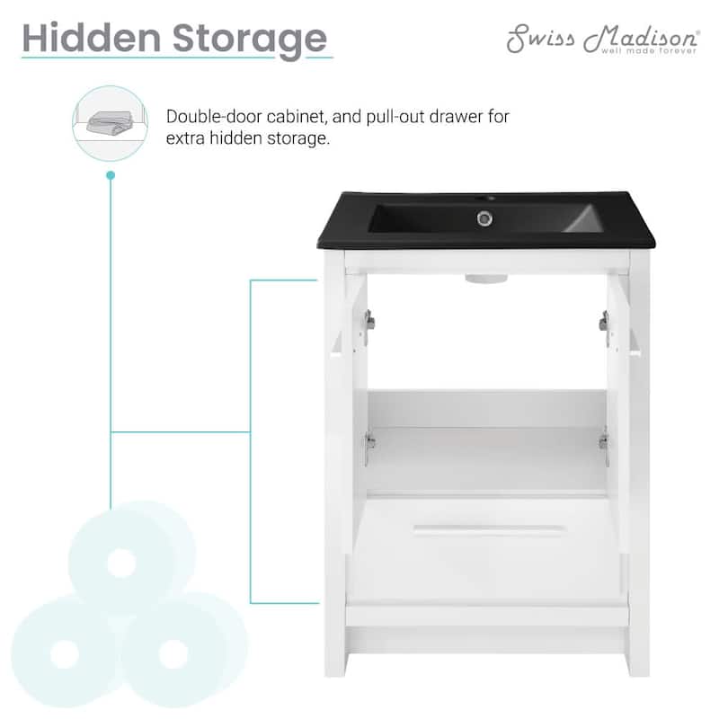 Swiss Madison SM-BV730 Virage 24" Free Standing Single Basin Vanity