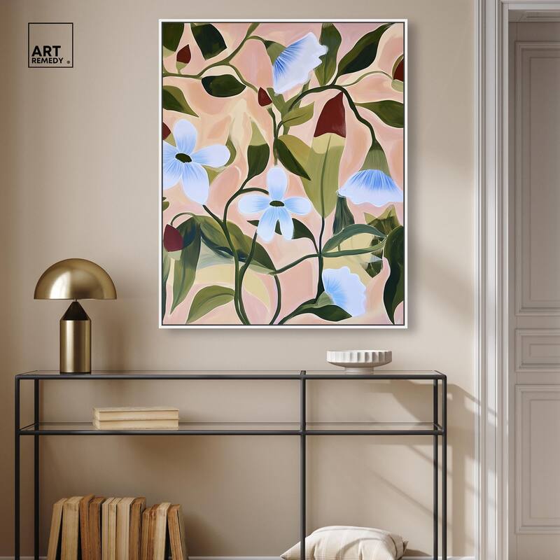Bold Peach Petal Motif Canvas by Art Remedy