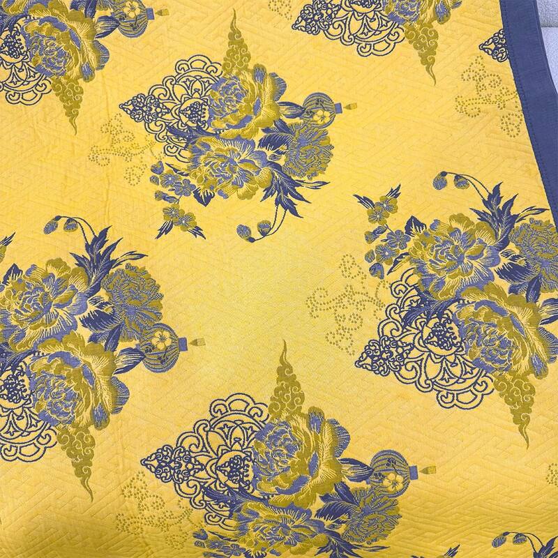 Floral Reverisible Cotton Throw Blanket Yellow & Gray
