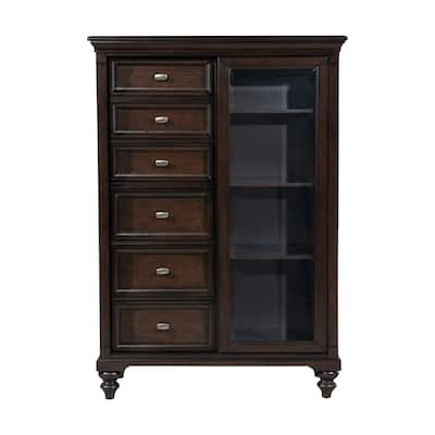 6 Wooden Drawers and 1 Glass Door Chest in Dark Oak
