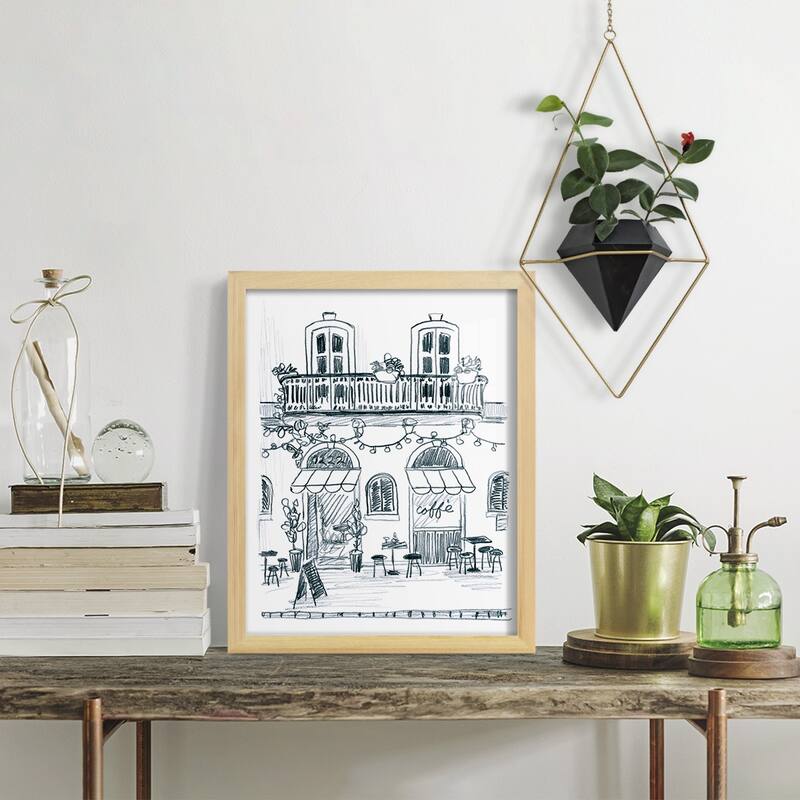 Italian Street Sketch II -Framed Print w/glass-Cherry Red