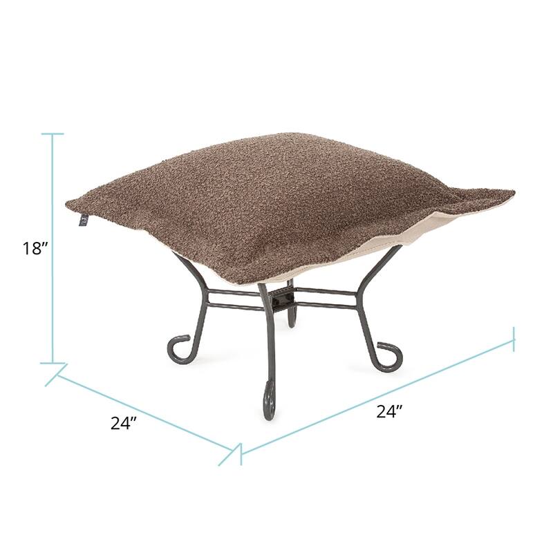 Allan Andrews Scroll Puff Ottoman with Titanium Frame & Cover, Barbet Collection