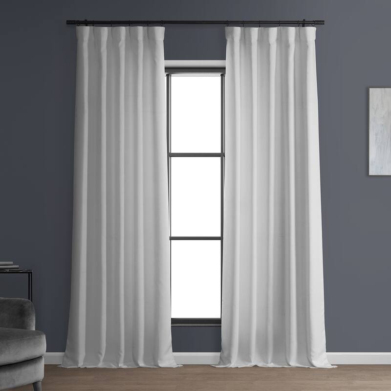 Exclusive Fabrics Italian Faux Linen Room Darkening Curtains (1 Panel) - Sophisticated Drapery for Versatile Décor - 50 X 120 - Dove White