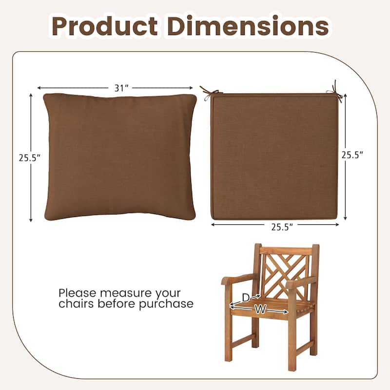 Gymax 2PCS Deep Seat Chair Cushion Pads Set Indoor/Outdoor w/ Rope