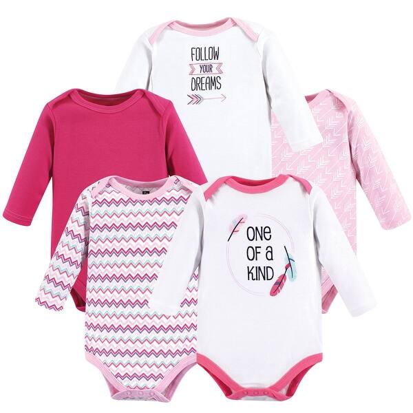 slide 1 of 1, Hudson Baby Infant Girl Cotton Long-Sleeve Bodysuits 5pk, One Of A Kind 0-3 Months - One Of A Kind